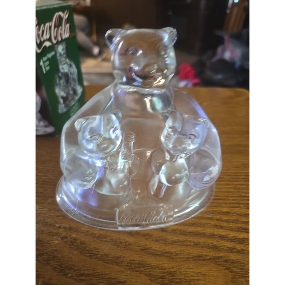 Vintage Coca Cola Polar Bear Clear Glass Figurine France 24% Lead Crystal 1999 - Picture 2 of 5